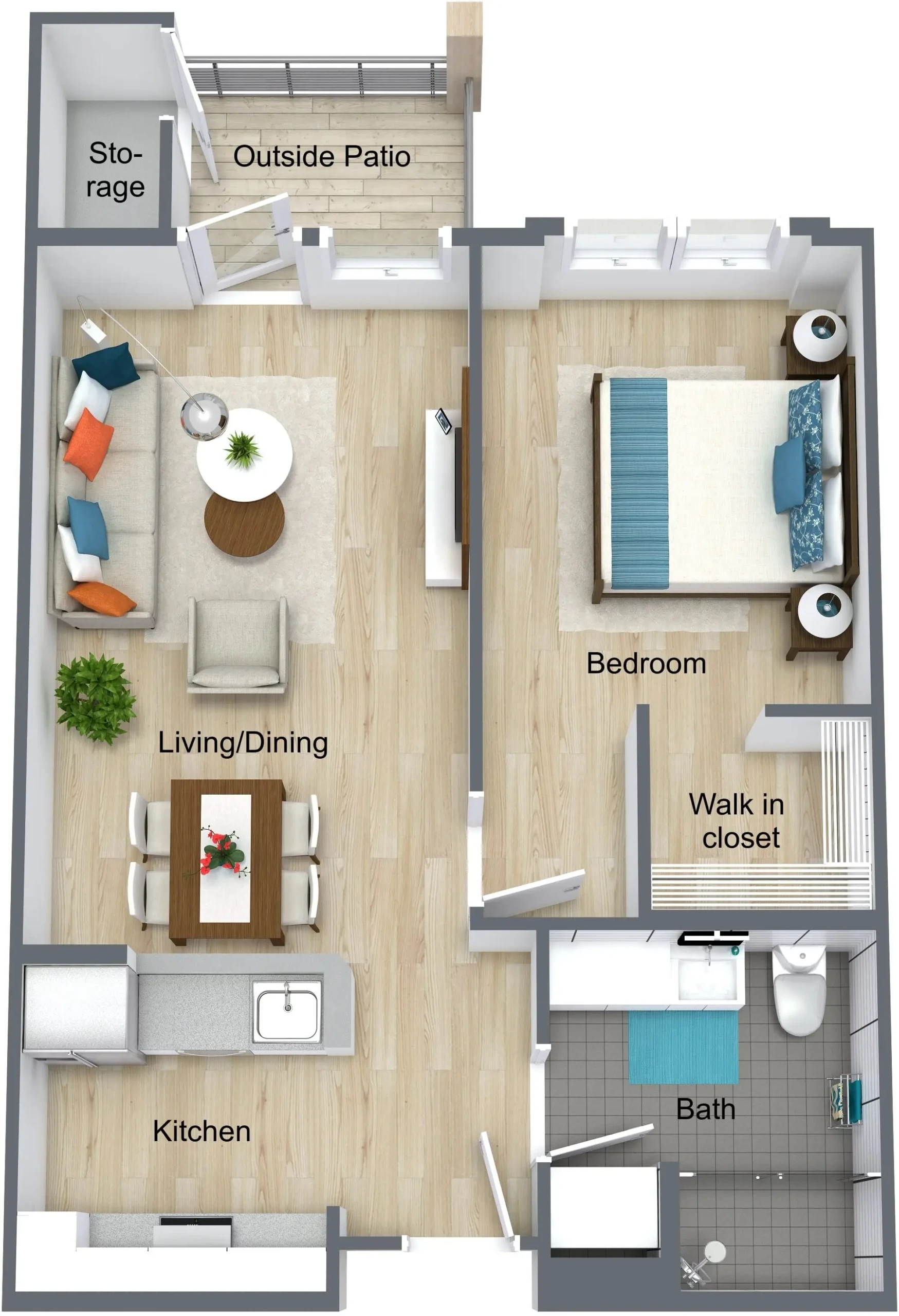 Pioneer Village Basic - IL 1 Bed - 3295 3D Floor Plan